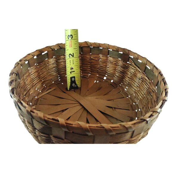 Vintage Native Handwoven Round Sweetgrass Sewing Basket With Lid 7x2.5 Inches - Picture 8 of 9